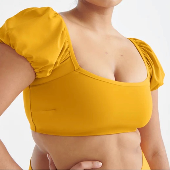 NWT Knix Puffy Sleeve Scoop Bikini Top - Black Size XS - Picture 1 of 5